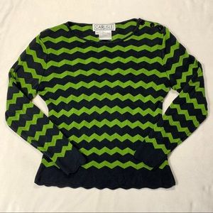 Carlisle Green and Black Knit Top Silk Viscose